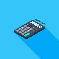 Calculator and Digital number left view icon vector isometric. Flat style vector illustration.