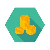 Gold coins stack icon vector isometric. Flat style vector illustration.