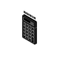 Calculator and Digital number left view White Outline icon vector isometric. Flat style vector illustration.