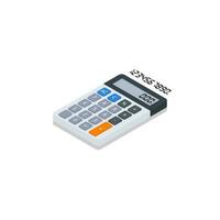 Calculator and Digital number left view Shadow icon vector isometric. Flat style vector illustration.