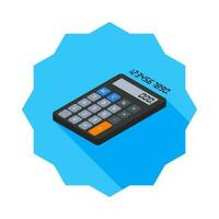 Calculator and Digital number left view icon vector isometric. Flat style vector illustration.