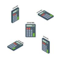 Calculator and Digital number Isometric and Flat Shadow icon vector. Flat style vector illustration.