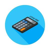 Calculator and Digital number left view icon vector isometric. Flat style vector illustration.