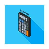 Calculator and Digital number left view icon vector isometric. Flat style vector illustration.