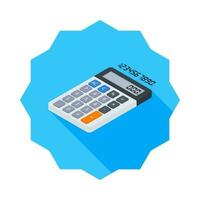 Calculator and Digital number left view icon vector isometric. Flat style vector illustration.