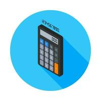 Calculator and Digital number left view icon vector isometric. Flat style vector illustration.