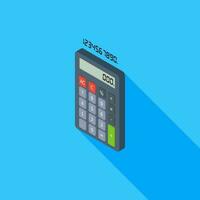 Calculator and Digital number left view icon vector isometric. Flat style vector illustration.