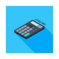 Calculator and Digital number left view icon vector isometric. Flat style vector illustration.