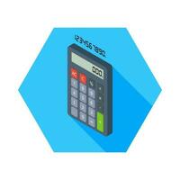 Calculator and Digital number left view icon vector isometric. Flat style vector illustration.