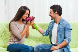 Portrait of a happy young couple photo