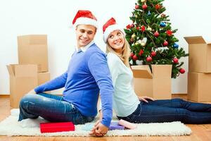 A couple celebrating Christmas photo