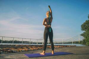 A woman doing physical exercises photo