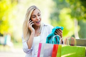 A woman with shopping bags photo