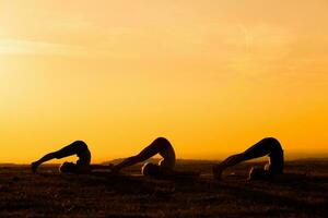 Women doing physical exercises photo