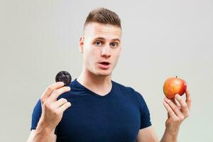 Portrait of a man promoting healthy habits photo