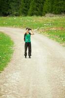 A woman hiking photo