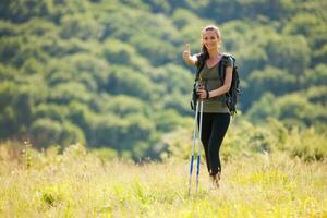 A woman hiking photo