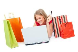 A woman shopping online photo