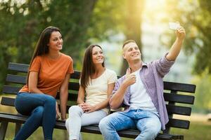 Friends spending time outdoors photo