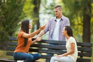 Friends spending time outdoors photo