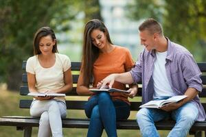 Friends spending time outdoors photo