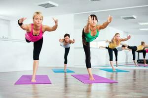 Women doing physical exercises photo