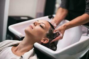 A woman at a hair salon photo