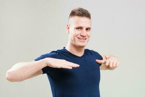 A man doing physical exercises photo