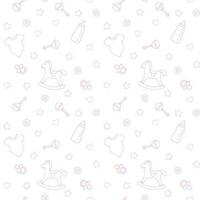 Baby pattern with white background and pink elements vector