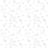 Baby pattern with white background and pink elements vector