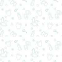 Baby pattern with white background and blue elements vector