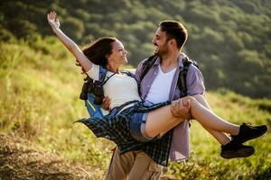 Couple spending time outdoors photo