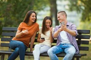 Friends spending time outdoors photo