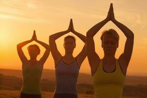 Women doing physical exercises photo