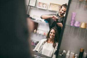 A woman at a hair salon photo