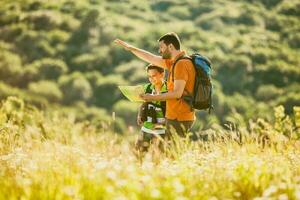 Father and son spending time outdoors photo