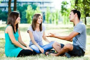 Friends spending time outdoors photo