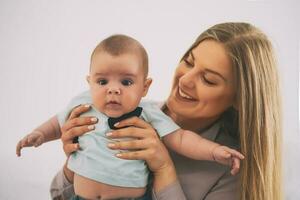 A woman with her baby photo