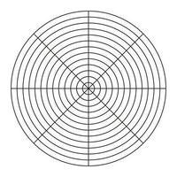 Polar grid of 8 segments and 12 concentric circles. Circle diagram of lifestyle balance. Wheel of life template. Vector blank polar graph paper. Coaching tool.