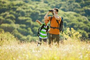 Father and son spending time outdoors photo
