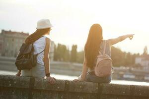 Friends spending time together in the city photo