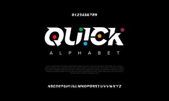 Quick abstract digital technology logo font alphabet. Minimal modern urban fonts for logo, brand etc. Typography typeface uppercase lowercase and number. vector illustration