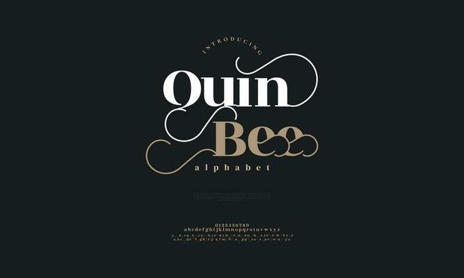 Quinbee elegant alphabet letters font and number. Classic Lettering Minimal Fashion Designs. Typography modern serif fonts decorative vintage design concept. vector illustration