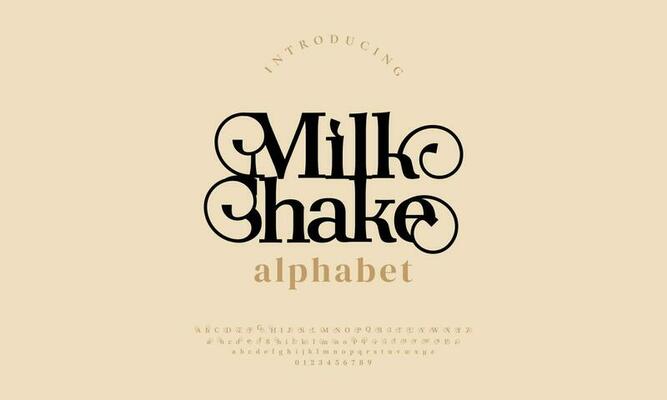 Elegant milkshake alphabet letters font and number. Classic Lettering Minimal Fashion Designs. Typography modern serif fonts decorative vintage design concept. vector illustration
