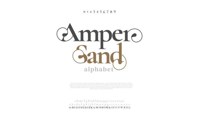 Elegant ampersand alphabet letters font and number. Classic Lettering Minimal Fashion Designs. Typography modern serif fonts decorative vintage design concept. vector illustration