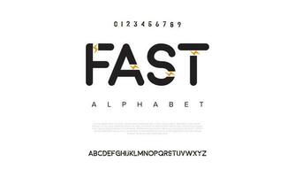 Fast abstract digital technology logo font alphabet. Minimal modern urban fonts for logo, brand etc. Typography typeface uppercase lowercase and number. vector illustration