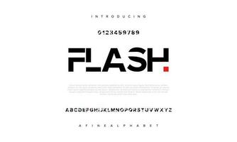 Flash abstract digital technology logo font alphabet. Minimal modern urban fonts for logo, brand etc. Typography typeface uppercase lowercase and number. vector illustration