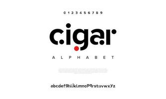 cigarro resumen digital tecnología logo fuente alfabeto. mínimo moderno urbano fuentes para logo, marca etc. tipografía tipo de letra mayúscula minúsculas y número. vector ilustración