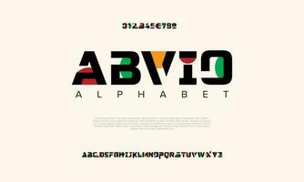 Abvio abstract digital technology logo font alphabet. Minimal modern urban fonts for logo, brand etc. Typography typeface uppercase lowercase and number. vector illustration