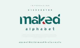 Maked abstract digital technology logo font alphabet. Minimal modern urban fonts for logo, brand etc. Typography typeface uppercase lowercase and number. vector illustration